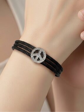 Diamond peace sign bracelet